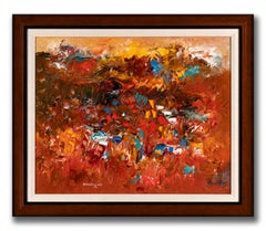 Ralph Rosenborg "Landscape: Garden of Flowers, 1973" Oil on Canvas, Signed