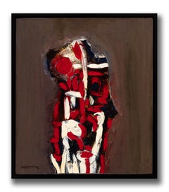 Ralph Rosenborg "Rock Flowers" Signed Abstract Expressionist Oil, Framed 1965