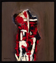Huile expressionniste abstraite « Rock Flowers » signée Ralph Rosenborg, encadrée 1965