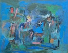 Paesaggio agricolo soggettivo astratto dipinto ad olio da Ralph Rosenborg