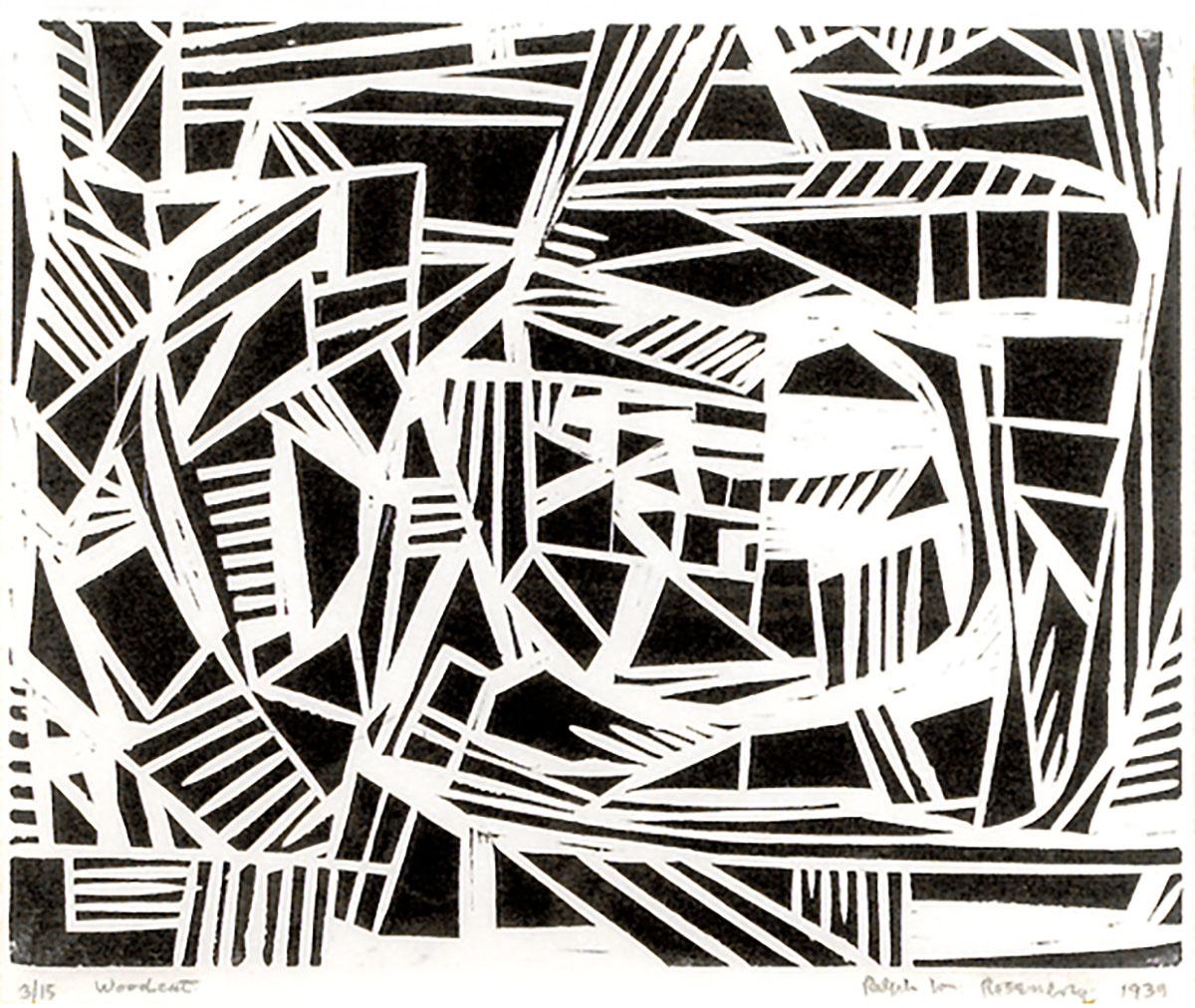 Ralph Rosenborg Abstract Print - American Landscape: Houses, Gardens and Trees 