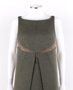 RALPH RUCCI A/W 2006 - Robe de cocktail en cuir d'alligator olive avec découpes sur la ligne A