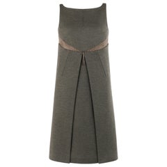 RALPH RUCCI A/W 2006 Olive Alligator Leather Cutout Shift A-Line Cocktail Dress