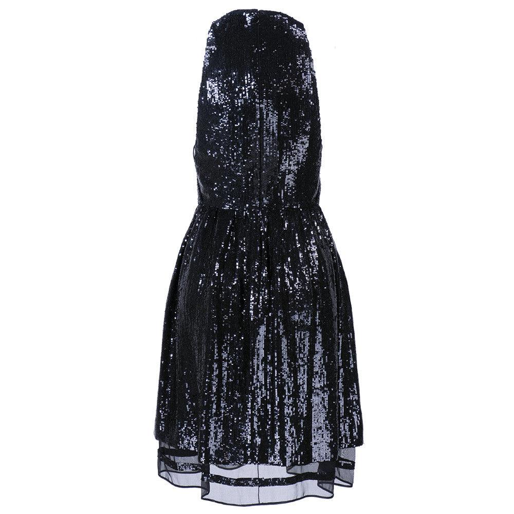 Ralph Rucci Black Sequin Cocktail Dress In Excellent Condition For Sale In Los Angeles, CA