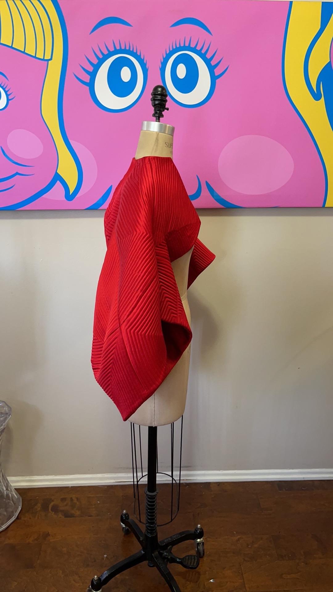 Women's Ralph Rucci Chado Red Silk Runway Bolero Jacket