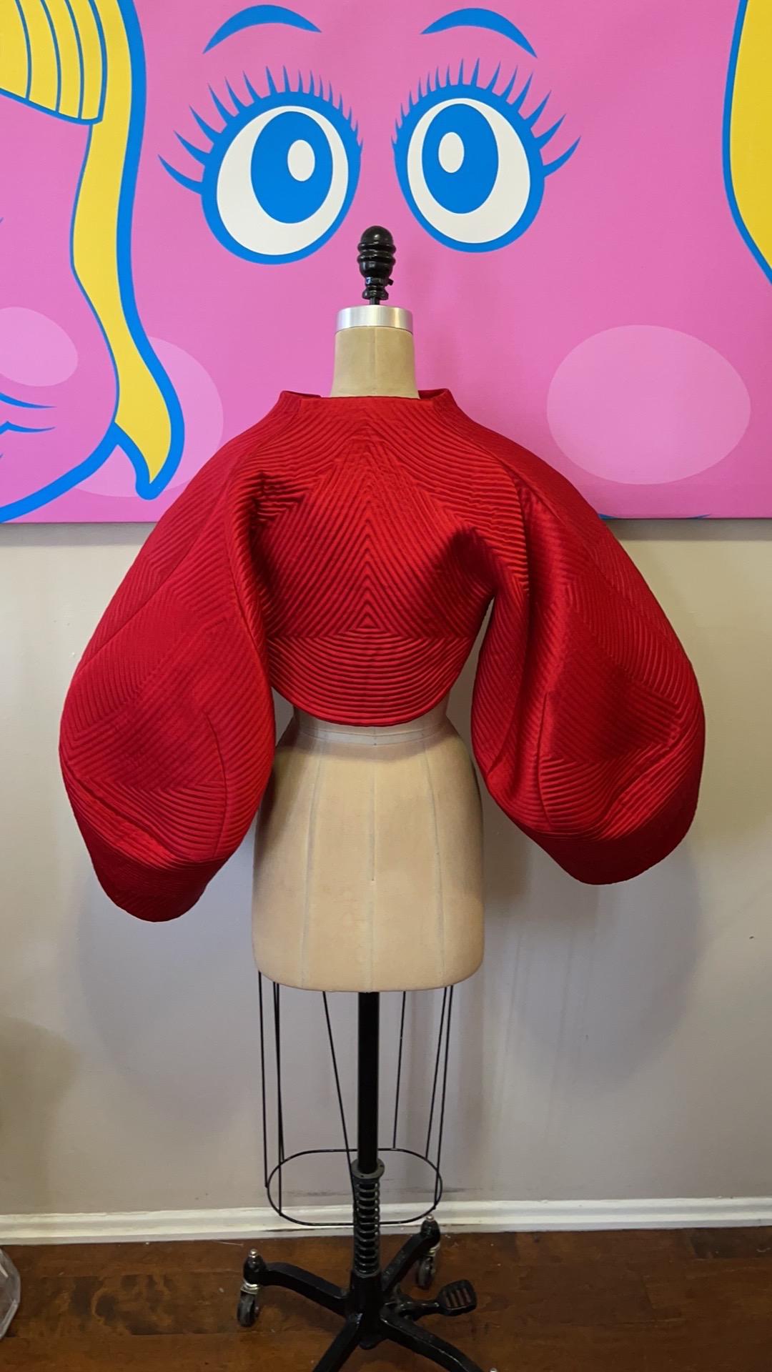 Ralph Rucci Chado Red Silk Runway Bolero Jacket 2