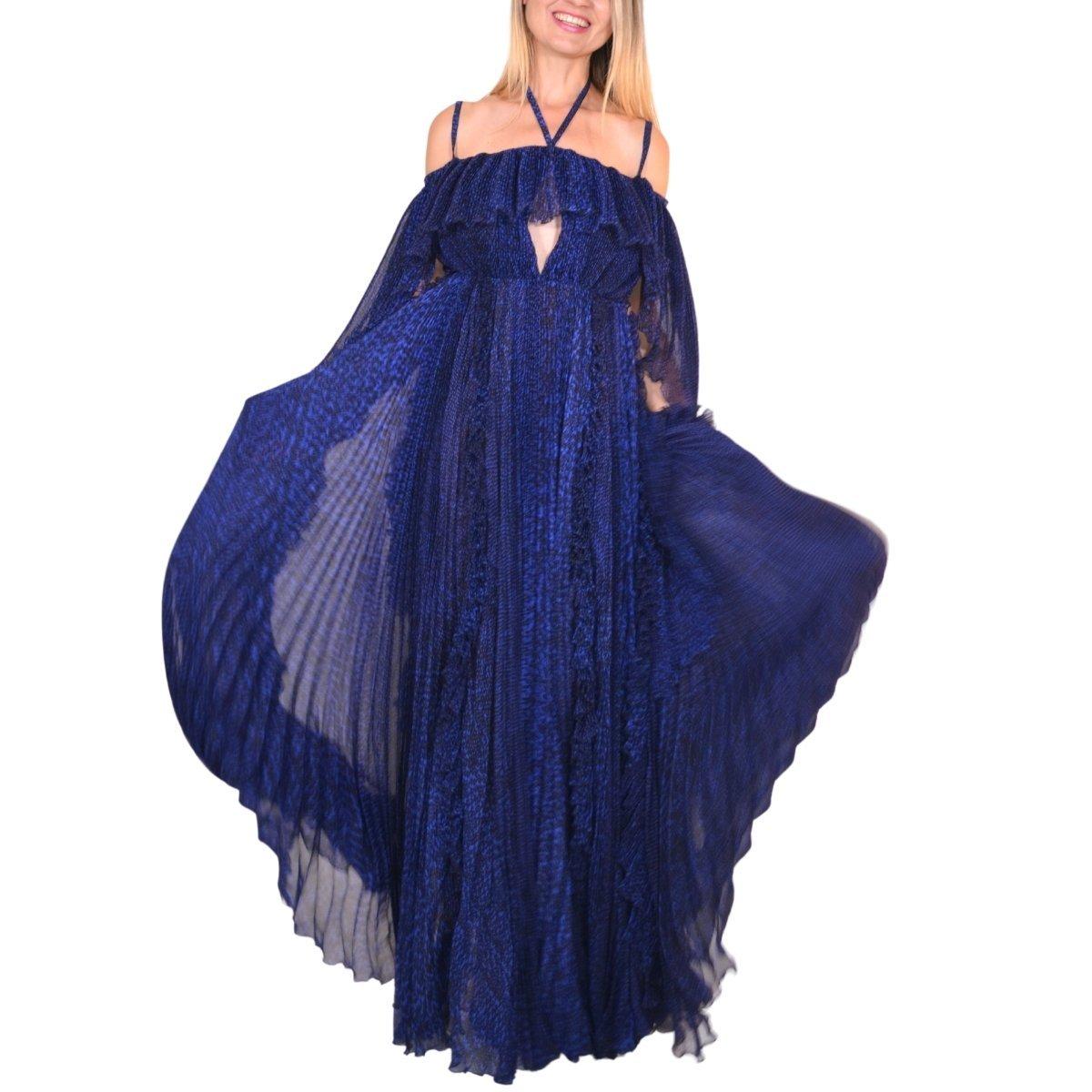 Ralph & Russo Blue Silk Ball Cape Gown For Sale 1