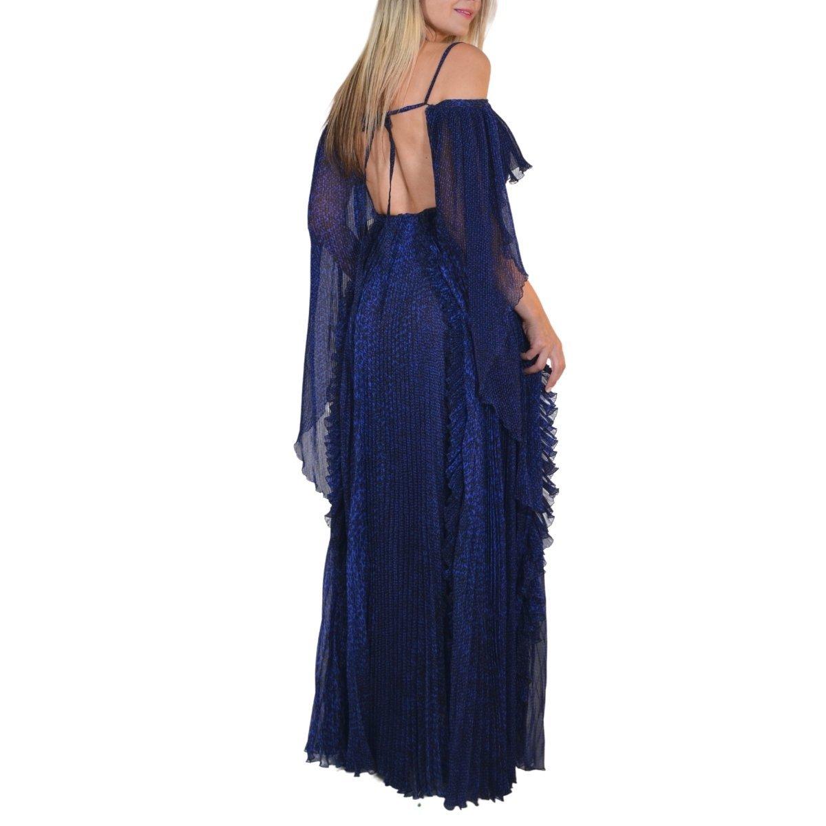 Ralph & Russo Blue Silk Ball Cape Gown For Sale 3