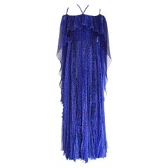 Ralph & Russo Blue Silk Ball Cape Gown