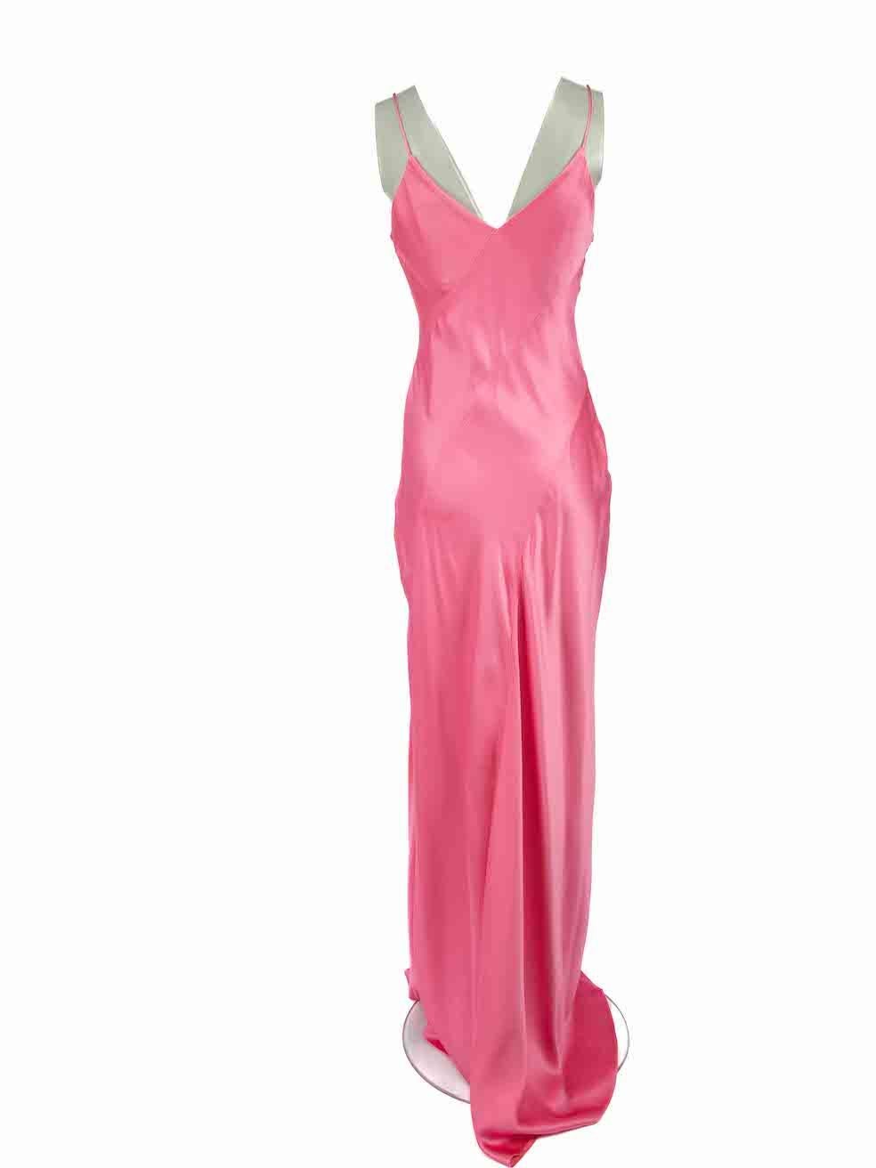 Ralph & Russo Pink Silk Front Slit Maxi Dress Size S In New Condition For Sale In London, GB