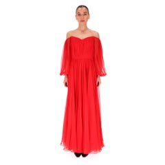 Ralph & Russo Silk Chiffon Off-The-Shoulder Cape Evening Dress/Gown