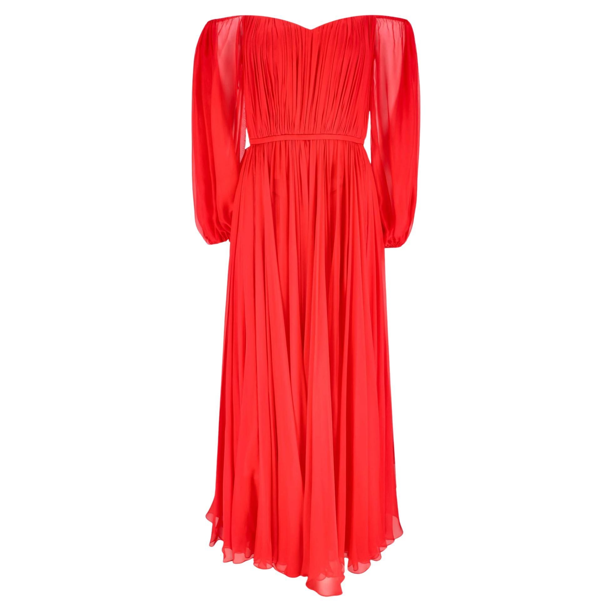 Ralph & Russo Silk Chiffon Off-The-Shoulder Cape Evening Dress/Gown For Sale