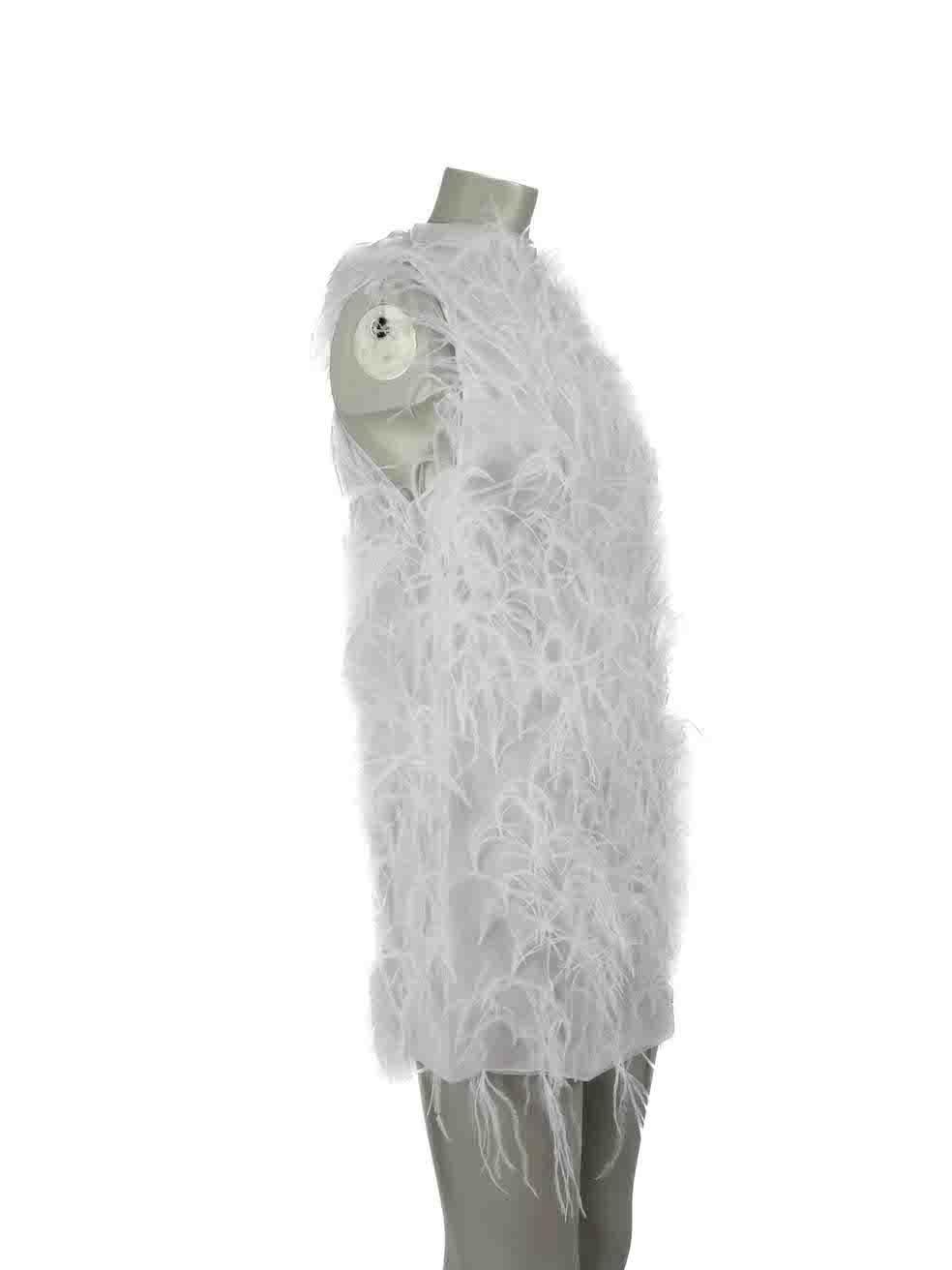 CONDITION is Never worn, with tags. No visible wear to dress is evident on this new Ralph & Russo designer resale item.
  
Details
White
Silk
Dress
Feather detail
Mini
Halterneck
Sleeveless
Back neck tie fastening

Made in UK
  
Composition
Main: