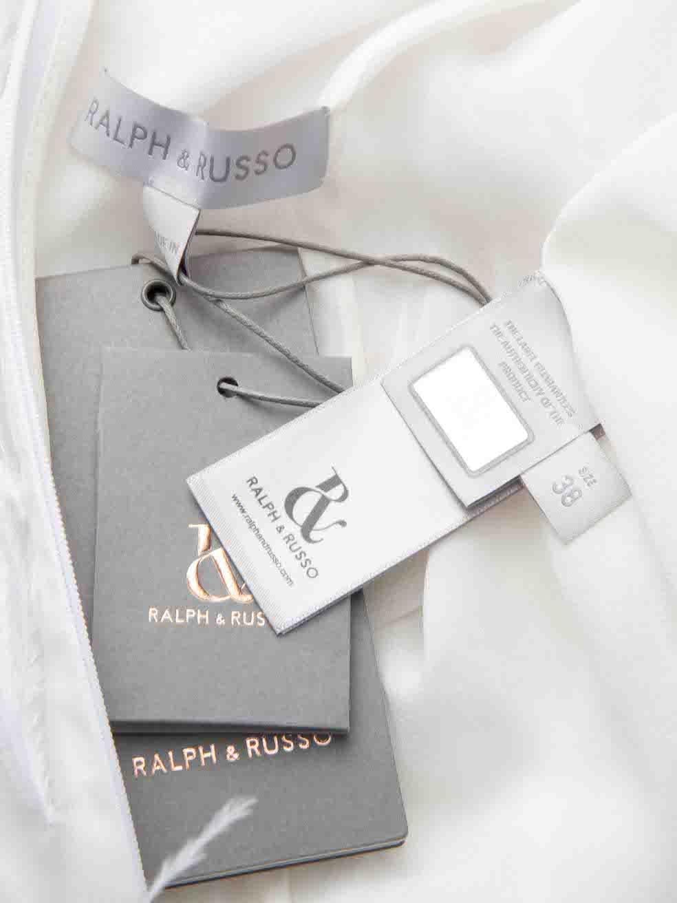 Ralph & Russo White Silk Feather Halterneck Dress Size M In New Condition In London, GB
