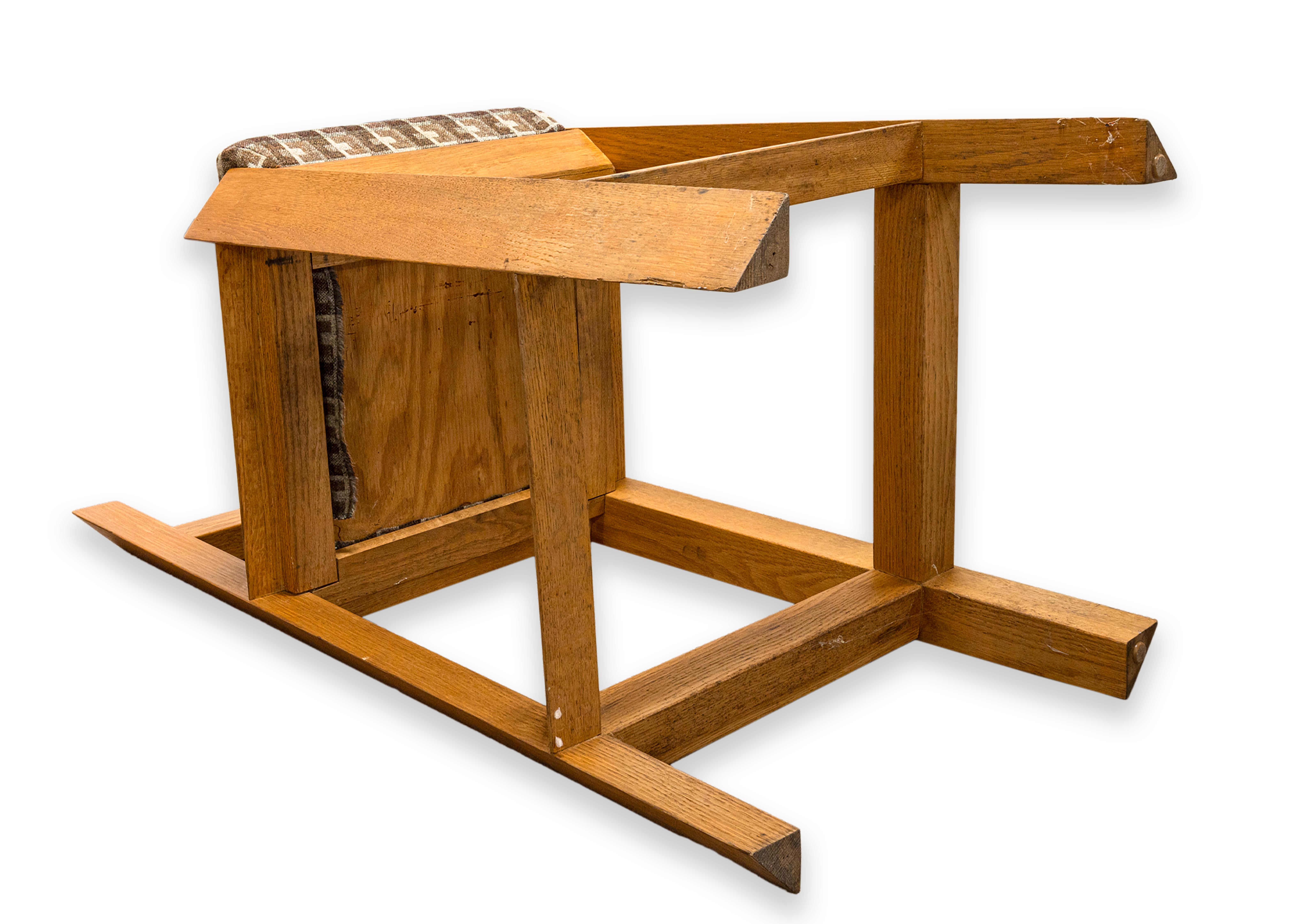 Sgabello alto in Oak di Ralph Rye con imbottitura in lana in tessuto Arte e Artigianato in vendita 3