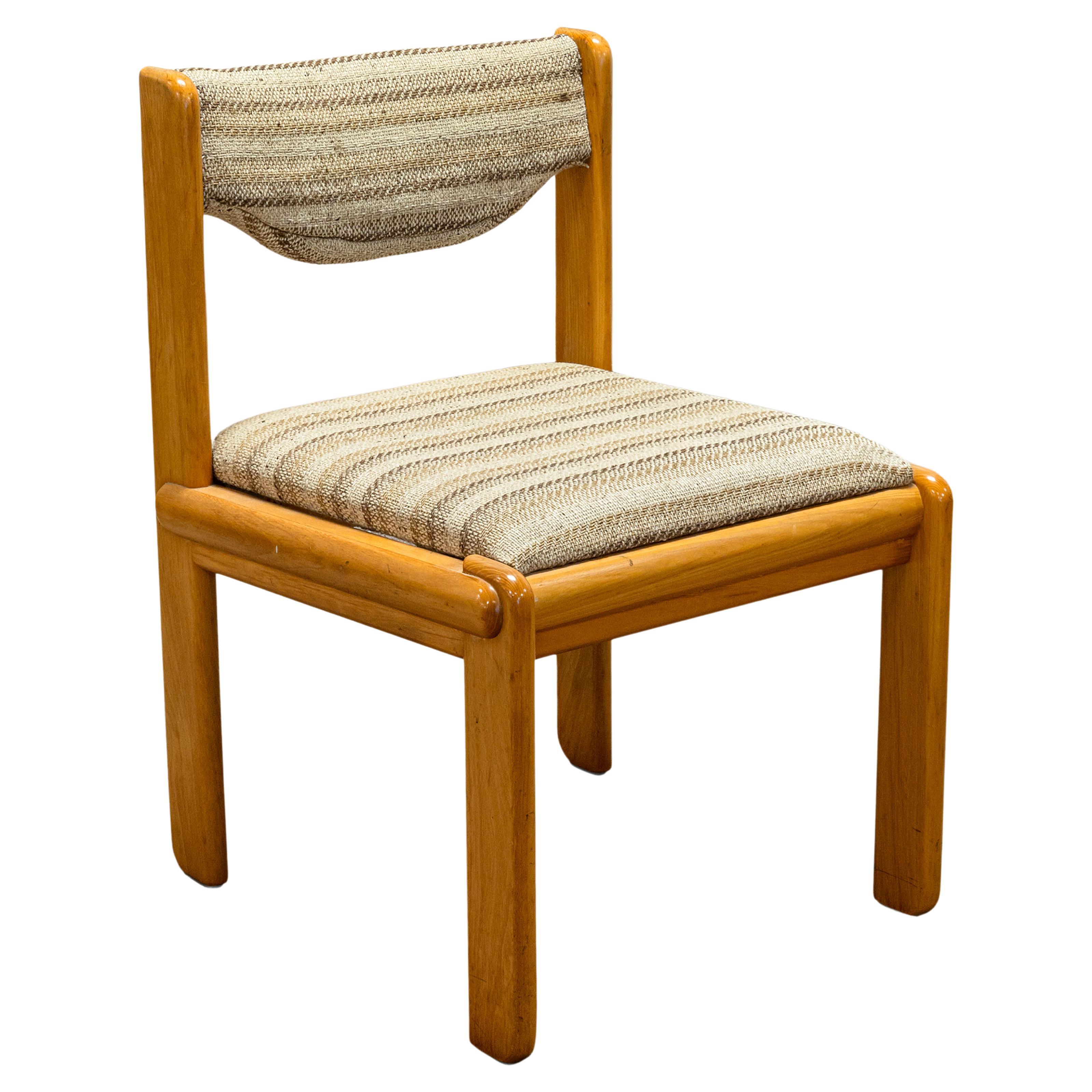 Ralph Rye for Thonet Solid Elm Side Chair with Brown Striped Upholstery Fabric For Sale
