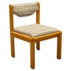 Vintage Ralph Rye for Thonet Solid Elm Side Chair with Brown Striped Upholstery Fabric