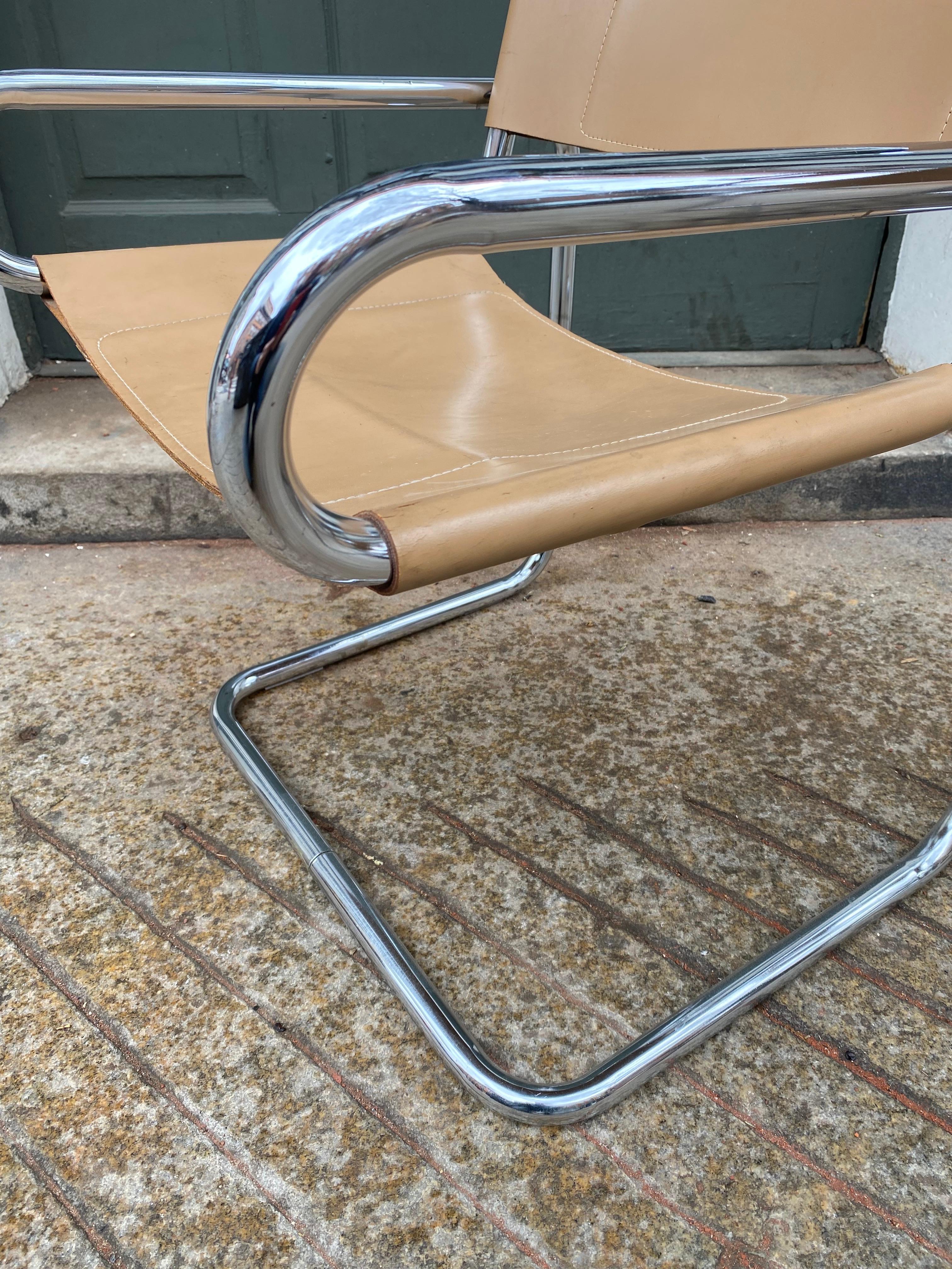 Late 20th Century Ralph Rye Pair Chrome Cantilevered Sling Chairs for Dunbar/ 3 pairs Available! For Sale