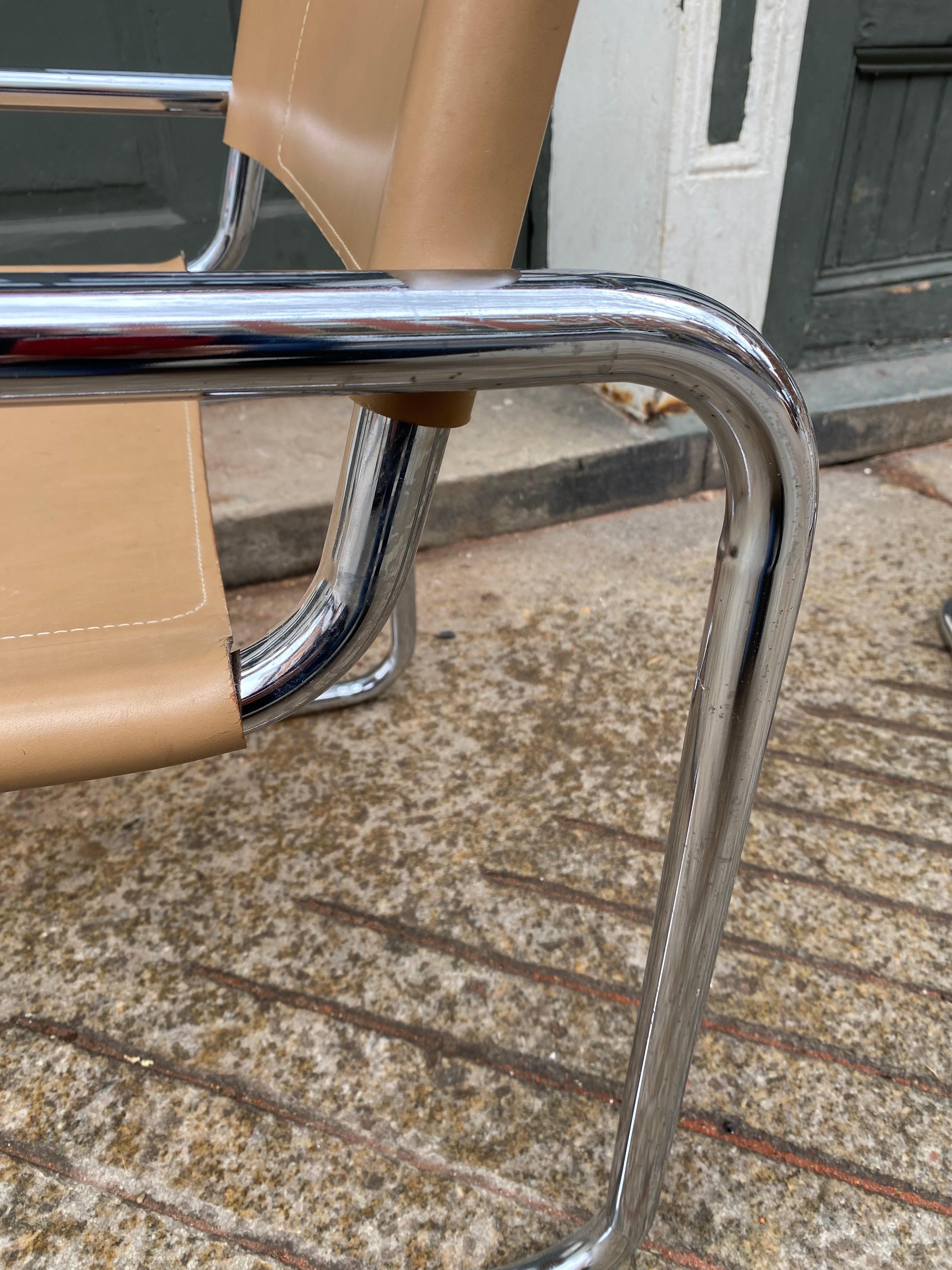Ralph Rye Pair Chrome Cantilevered Sling Chairs for Dunbar/ 3 pairs Available! For Sale 1