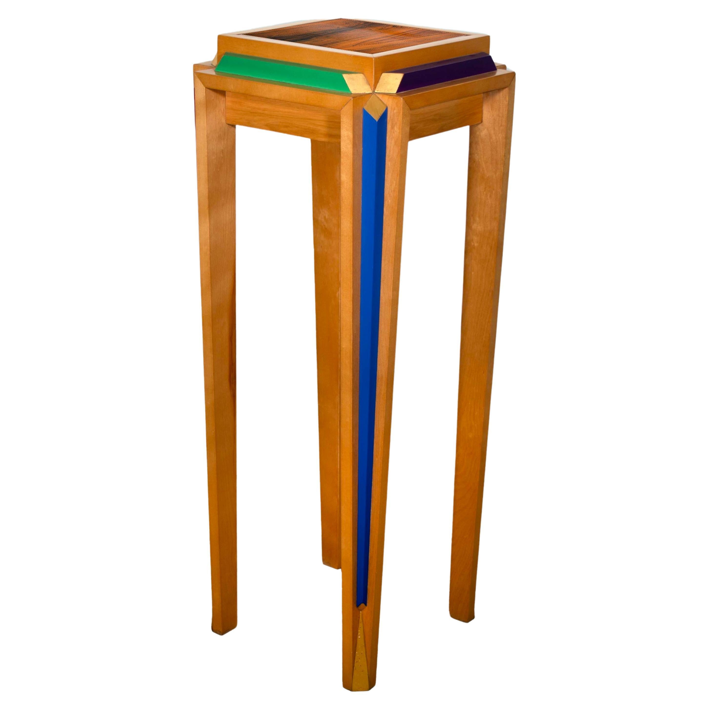 Ralph Rye Variations Sculptural Plant Stand Signed Postmodern Hand Painted Wood For Sale