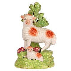 Ralph Salt Staffordshire Pearlware Pottery Ewe and Lamb Bocage Figure