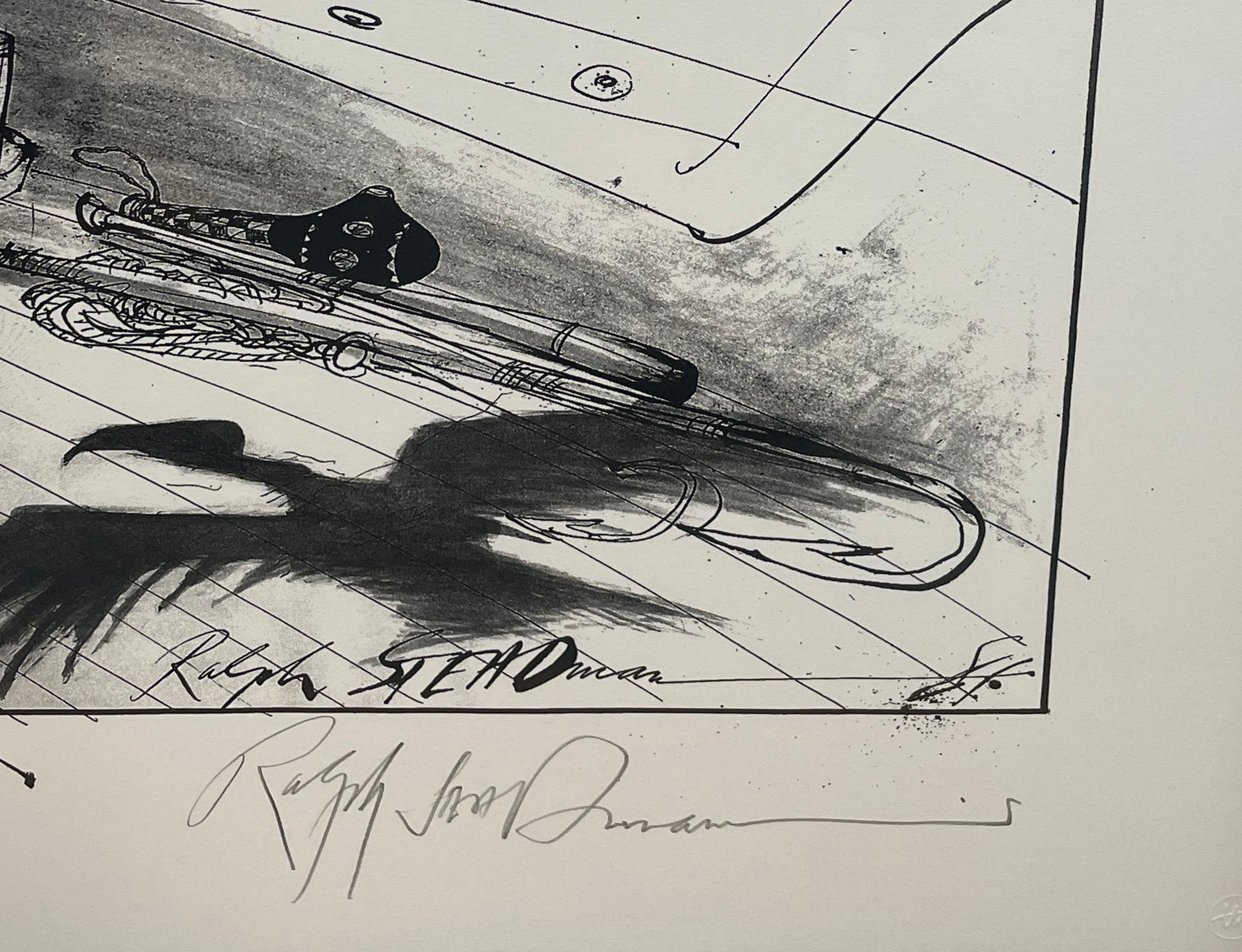 Lono's Fighting Chair - Surrealist Print by Ralph Steadman