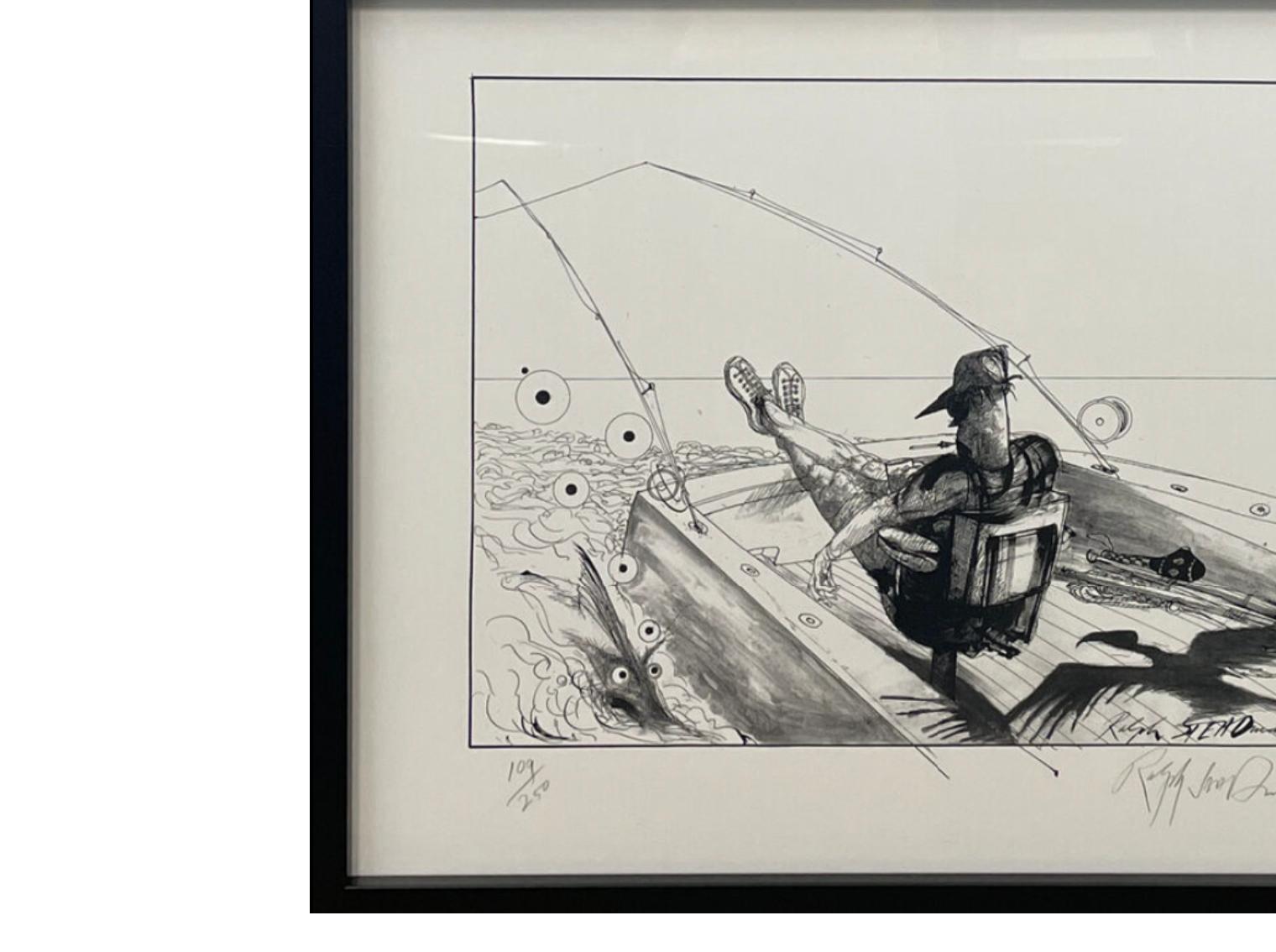 Lono's Fighting Chair - Gray Print by Ralph Steadman