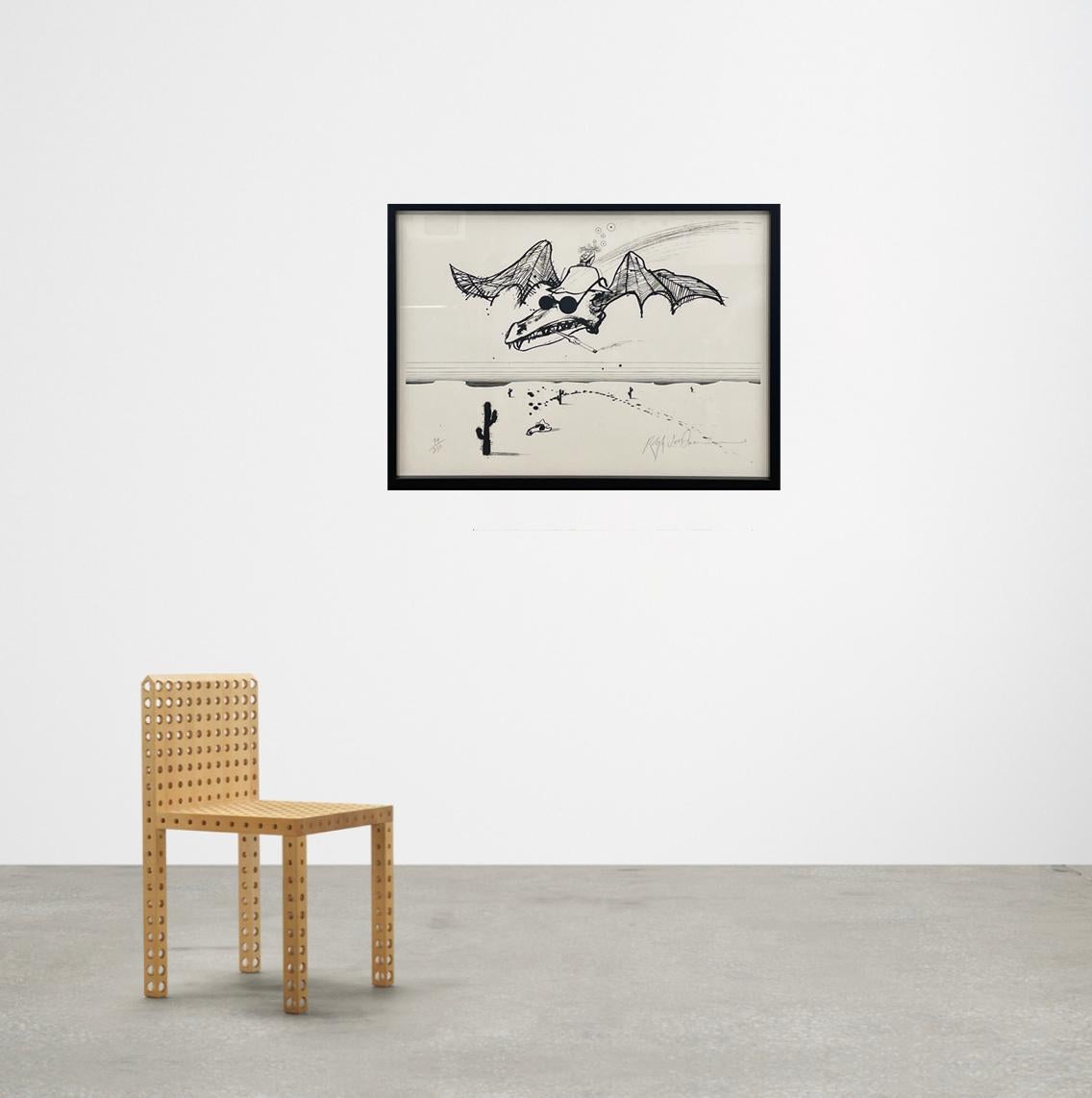SPIRITO DI GONZO - Portrait Print Beige di Ralph Steadman