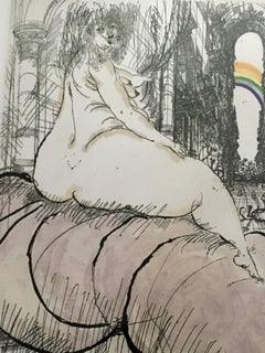 The Temple, Großer Frauenakt mit Regenbogen Ralph Steadman