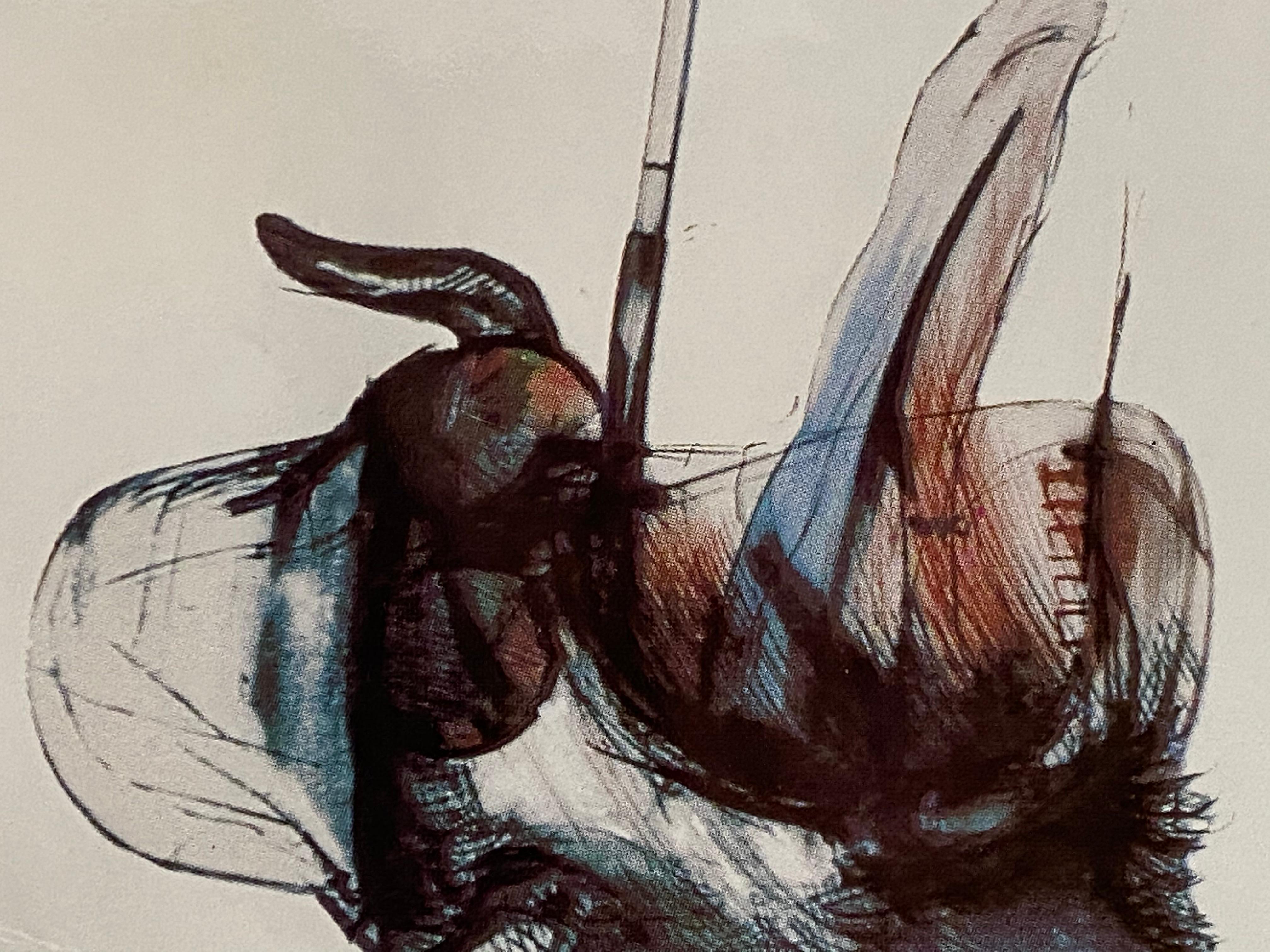 Where The Buffalo Roam Poster Signed by Hunter S. Thompson - Beige Abstract Print by Ralph Steadman