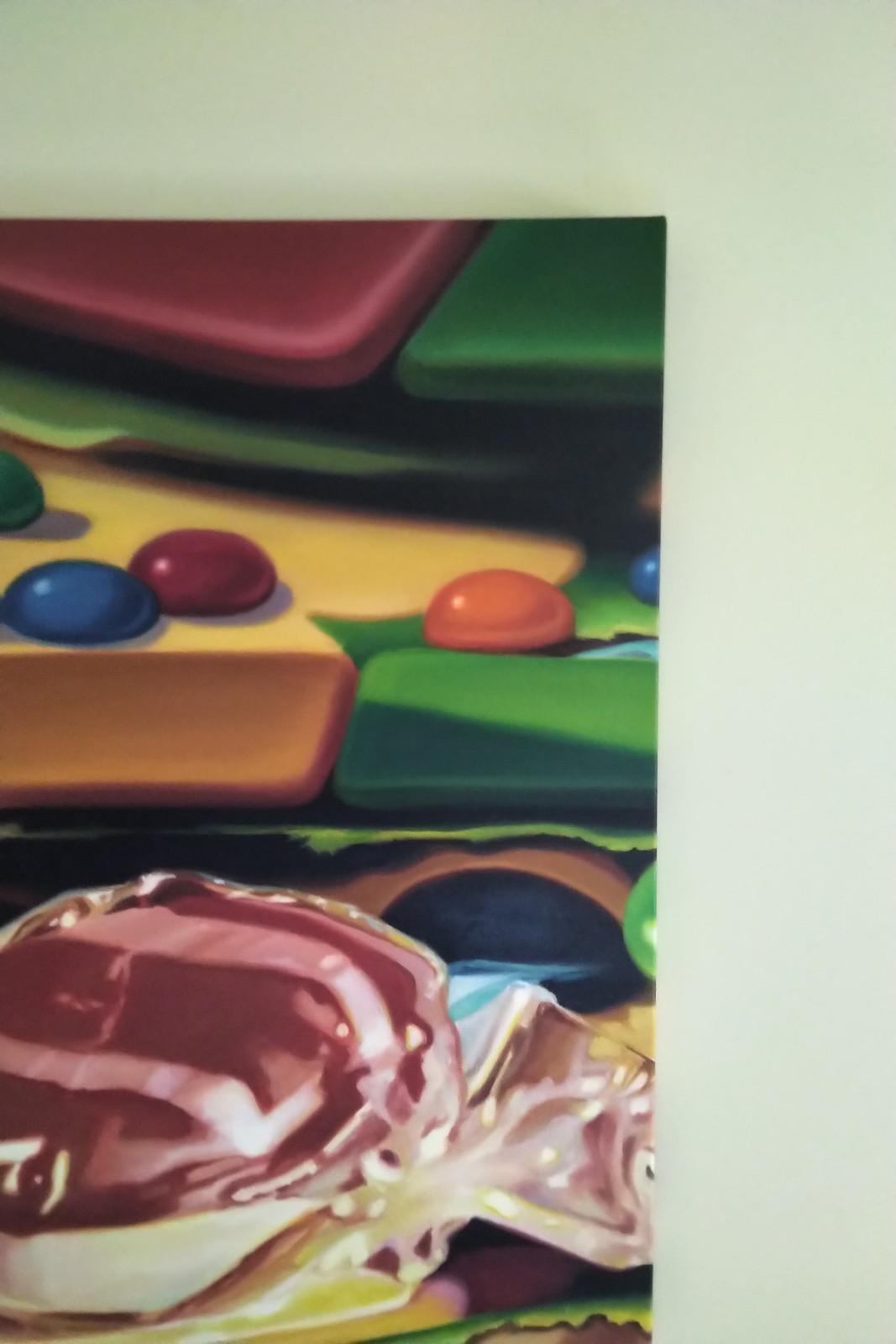 Due dipinti, ognuno dei quali misura 32″ x 48″.  Un regalo per gli appassionati di Candyland in famiglia.

Non si possono apprezzare questi dipinti sullo schermo di un computer; nella vita reale sono assolutamente sorprendenti.  Poiché non è