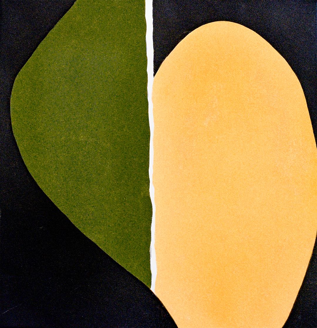 Ralph Stout Abstract Painting - Heart: Square Abstract Minimalist, Green, Black, and Yellow Painting