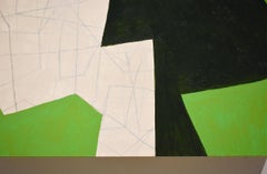 Piccolo #20 (Quadro geometrico astratto su pannello in verde, nero e beige)