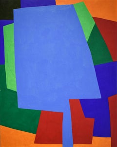 Study 1 (Graphic Abstract Geometric Painting on Panel in Blue, Red, and Green)