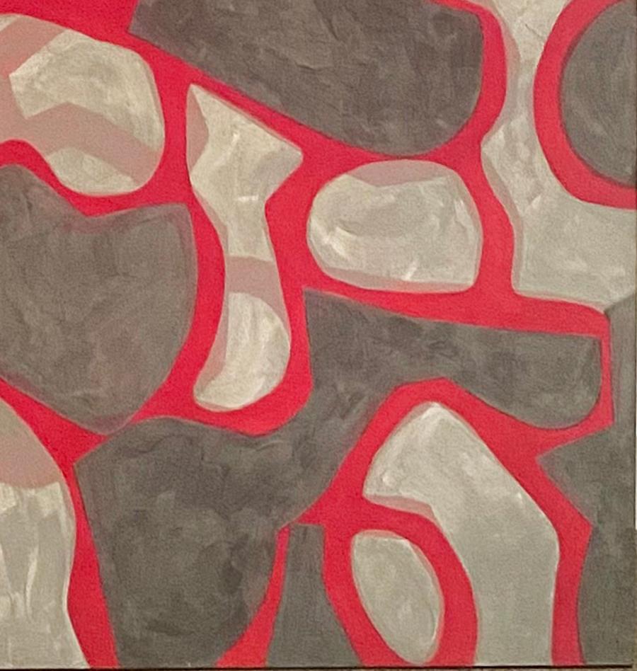 grey and red painting