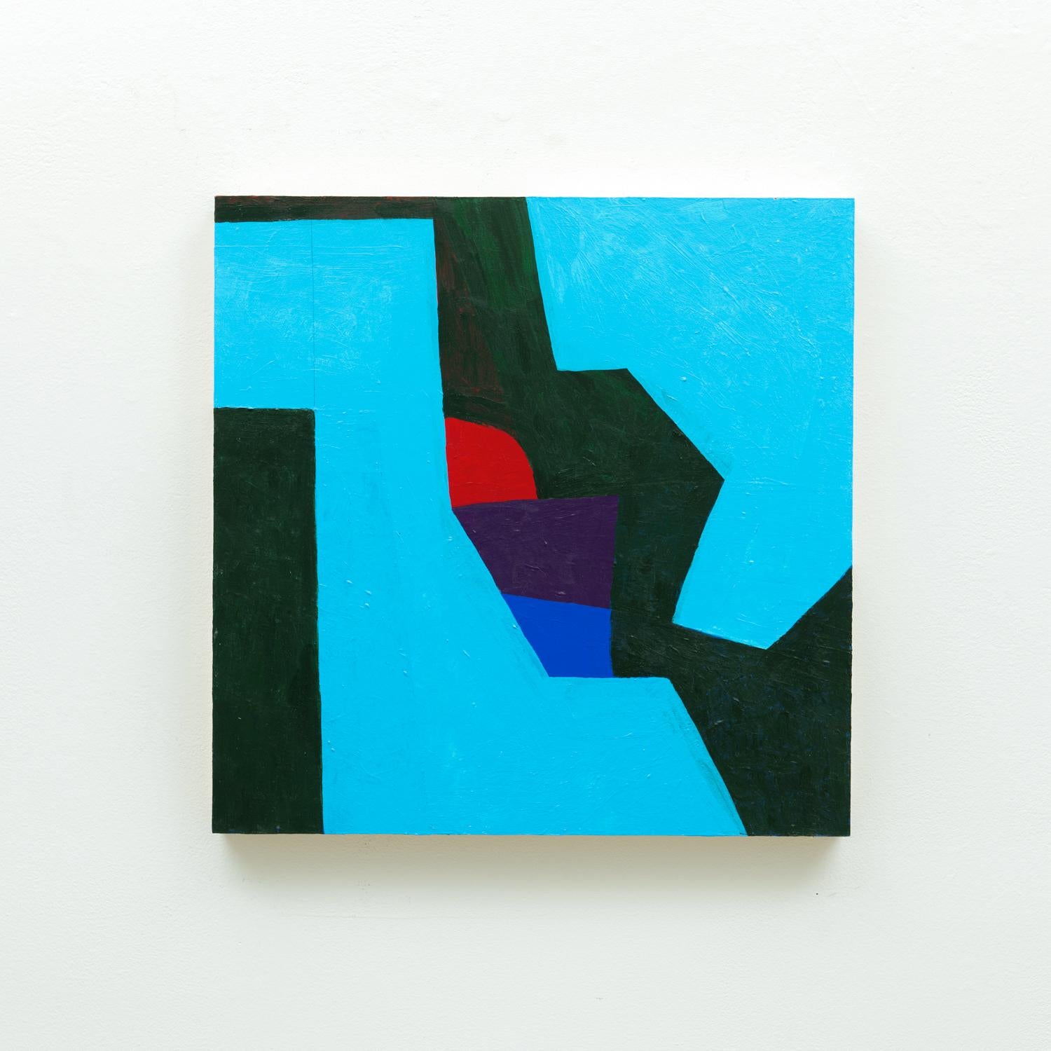 Senza titolo 2 (Quadro geometrico astratto contemporaneo in blu, rosso e nero) - Painting di Ralph Stout