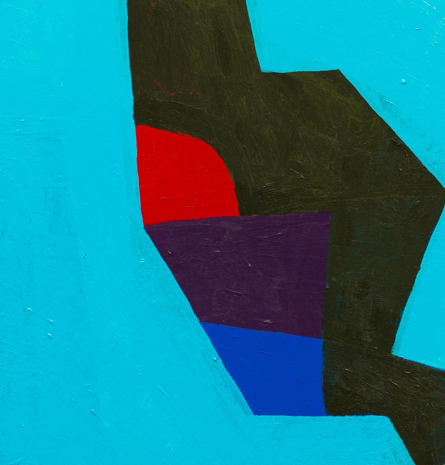 Senza titolo 2 (Quadro geometrico astratto contemporaneo in blu, rosso e nero) - Painting Contemporaneo di Ralph Stout