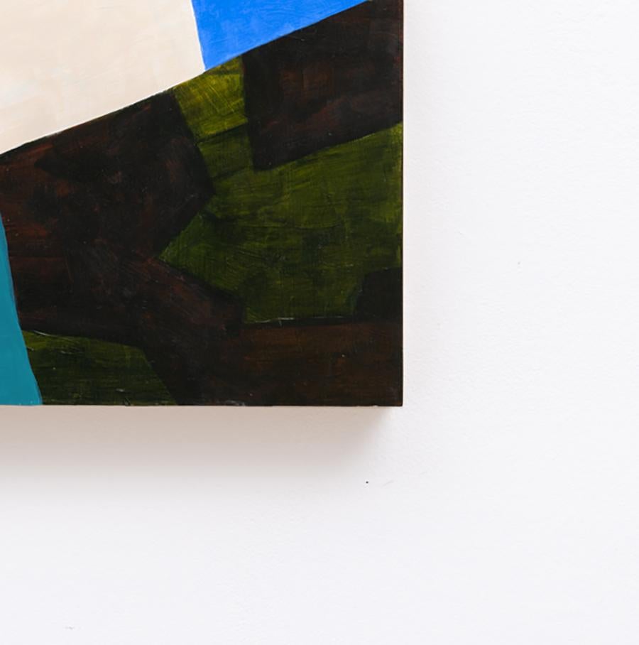 Senza titolo 3 (Quadro geometrico astratto contemporaneo in blu, verde acqua e nero) - Painting Astratto di Ralph Stout
