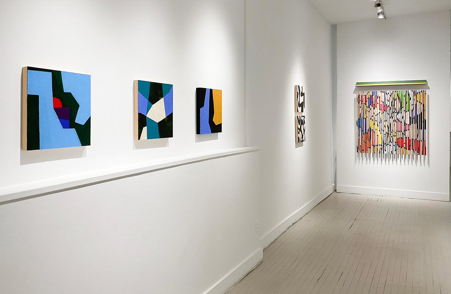Senza titolo 3 (Quadro geometrico astratto contemporaneo in blu, verde acqua e nero) 1
