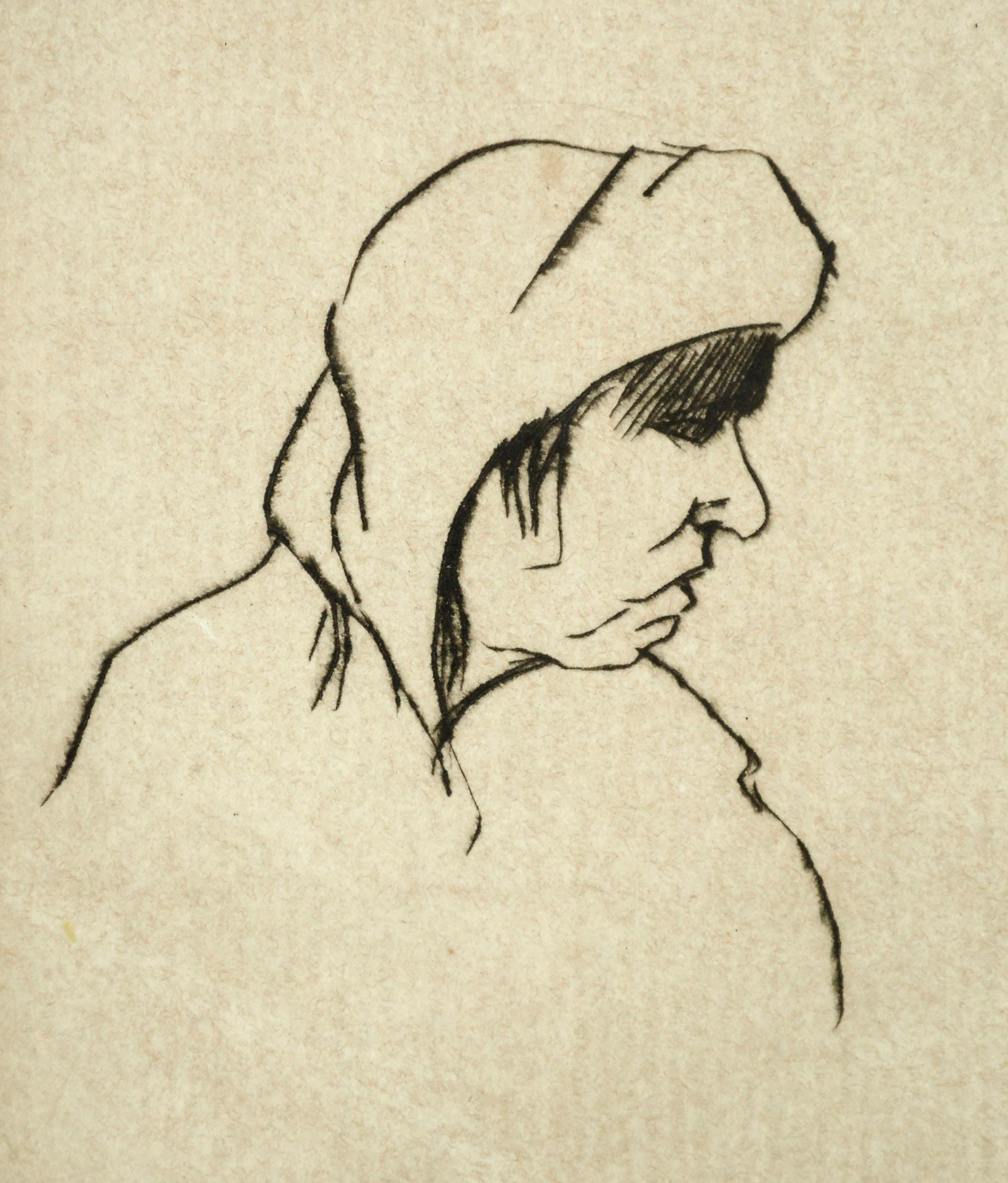 Early 20th Century Miniature Etching, Portrait of an Old Woman by Ralph Sweet

Compelling early 20th century small-scale figurative etching of an old woman by California artist Ralph Sweet (American, 1892-1961). In this simple yet striking miniature