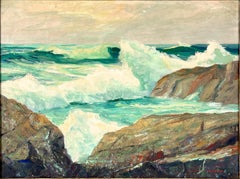 Big Sur California Seascape Original Mid-Century Oil on Linen