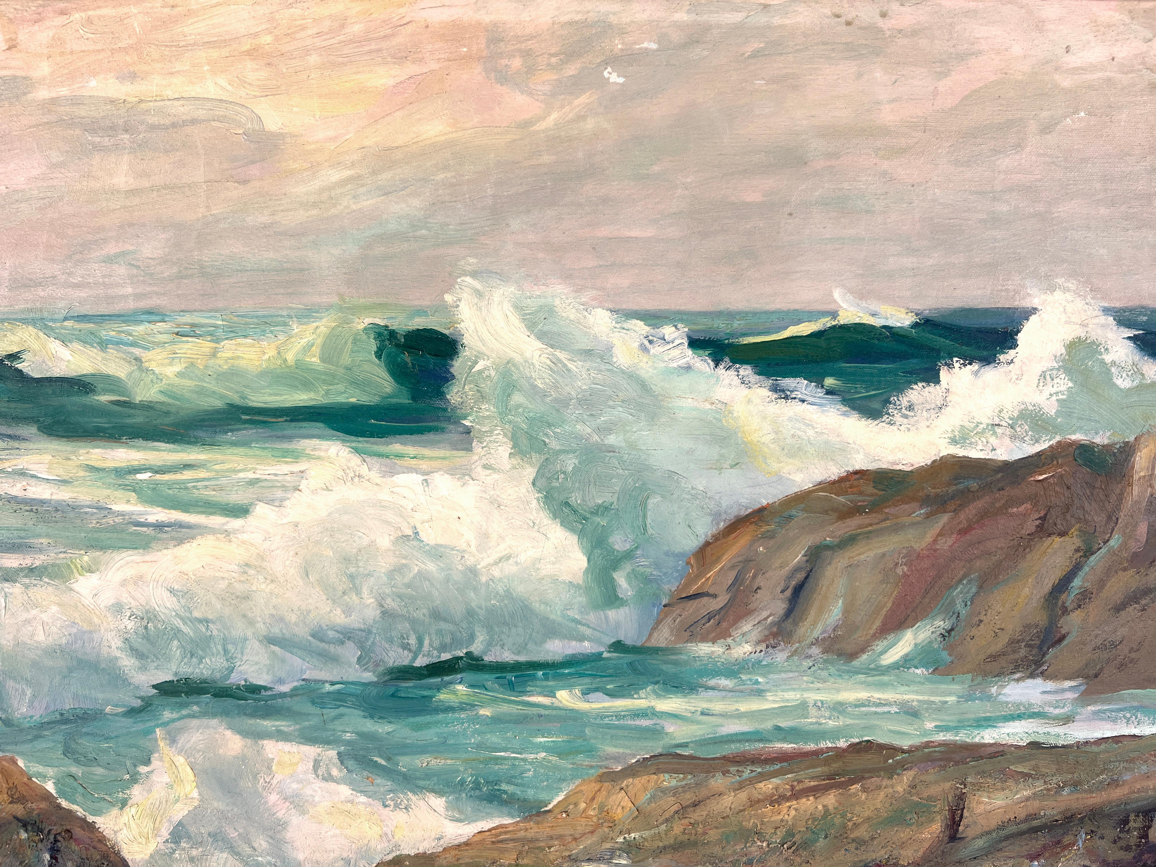 Big Sur California Seascape Original Mid-Century Oil on Linen - American Modern Painting by Ralph Victor Murray