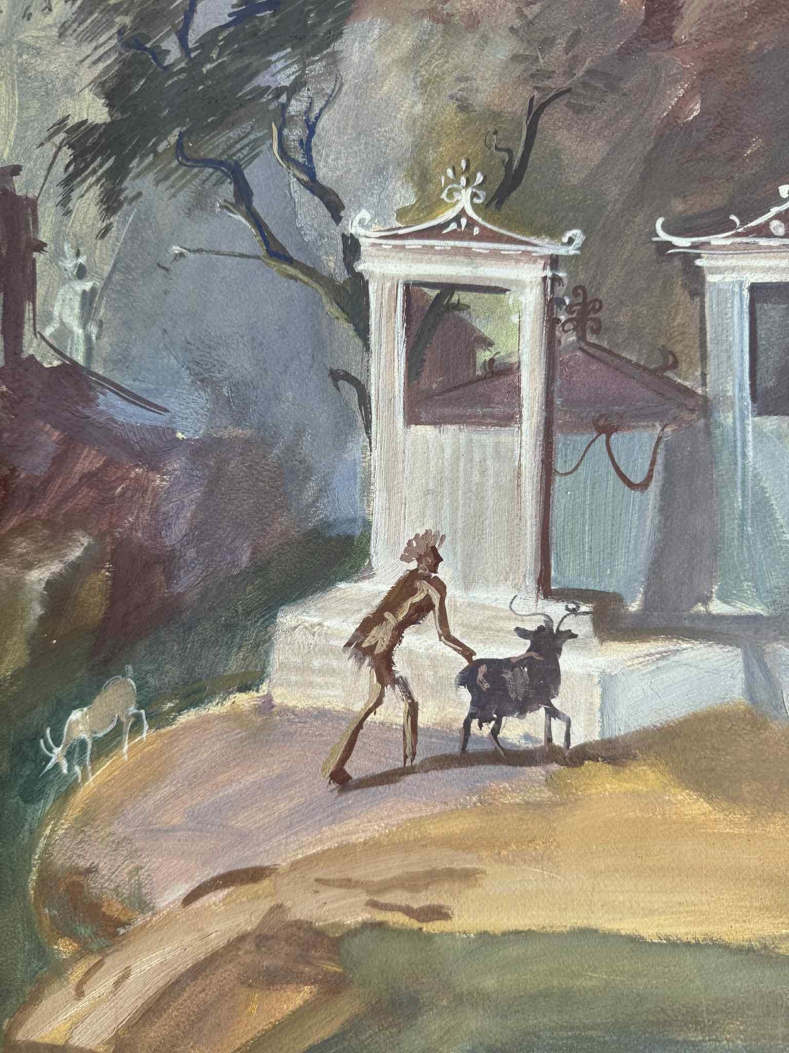 L'Ariete Smarrito Pastorale Pompei - Painting di Ralph W. Lermond