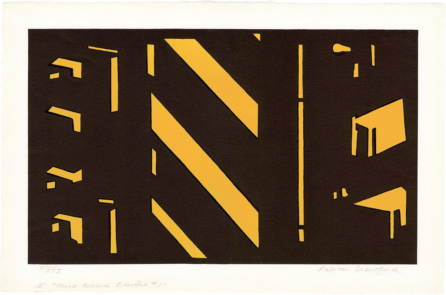 'Third Avenue Elevated #1' — Mid-century Precisionist Abstraction - Print by Ralston Crawford