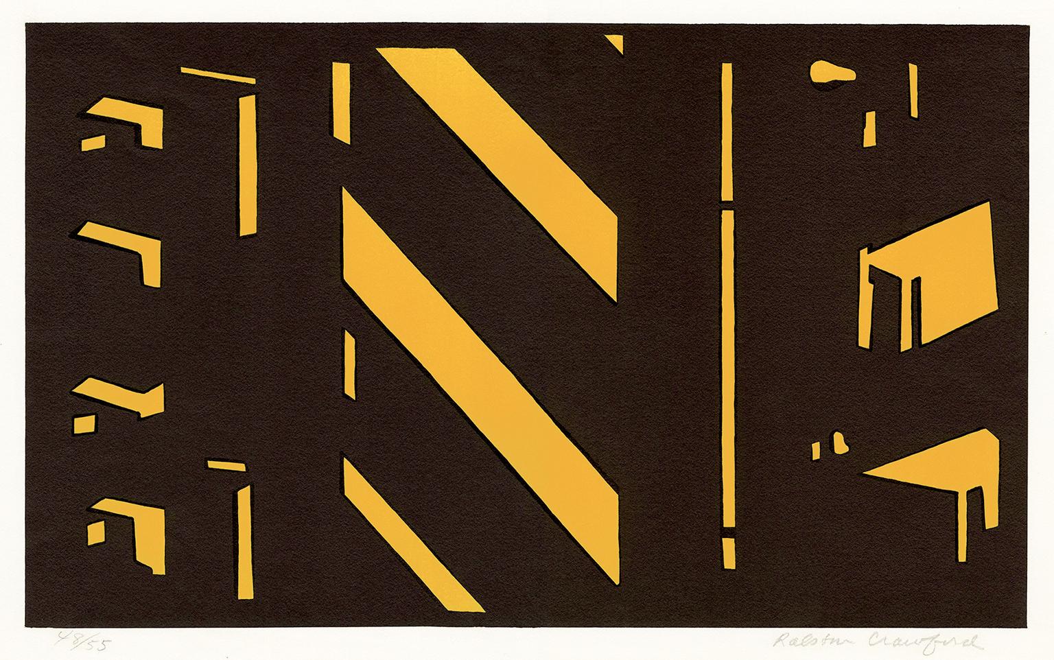 Ralston Crawford Abstract Print - 'Third Avenue Elevated #1' — Mid-century Precisionist Abstraction