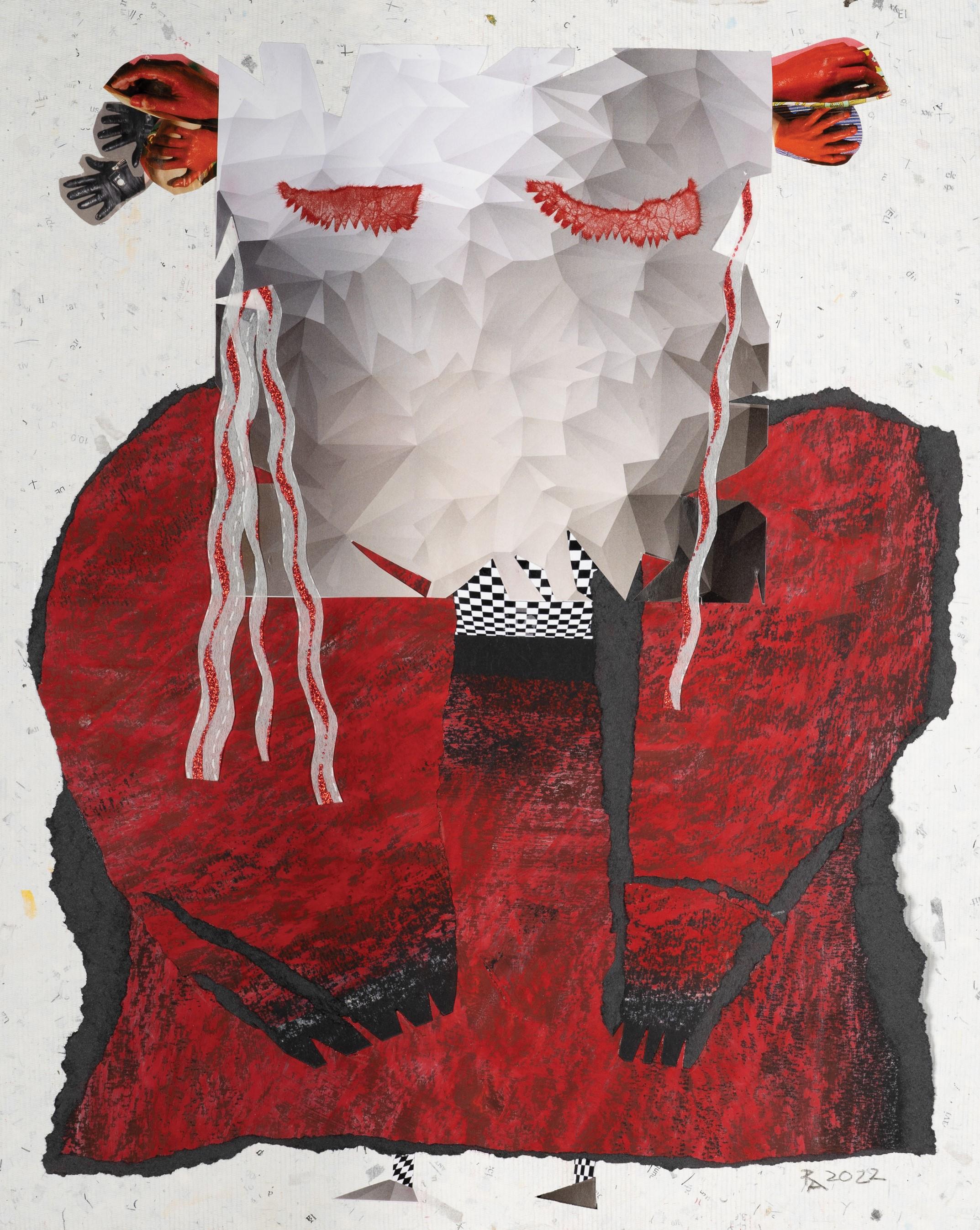 Capricorn – Rot, Collage, Papier, 21. Jahrhundert – Art von Raluca Arnăutu