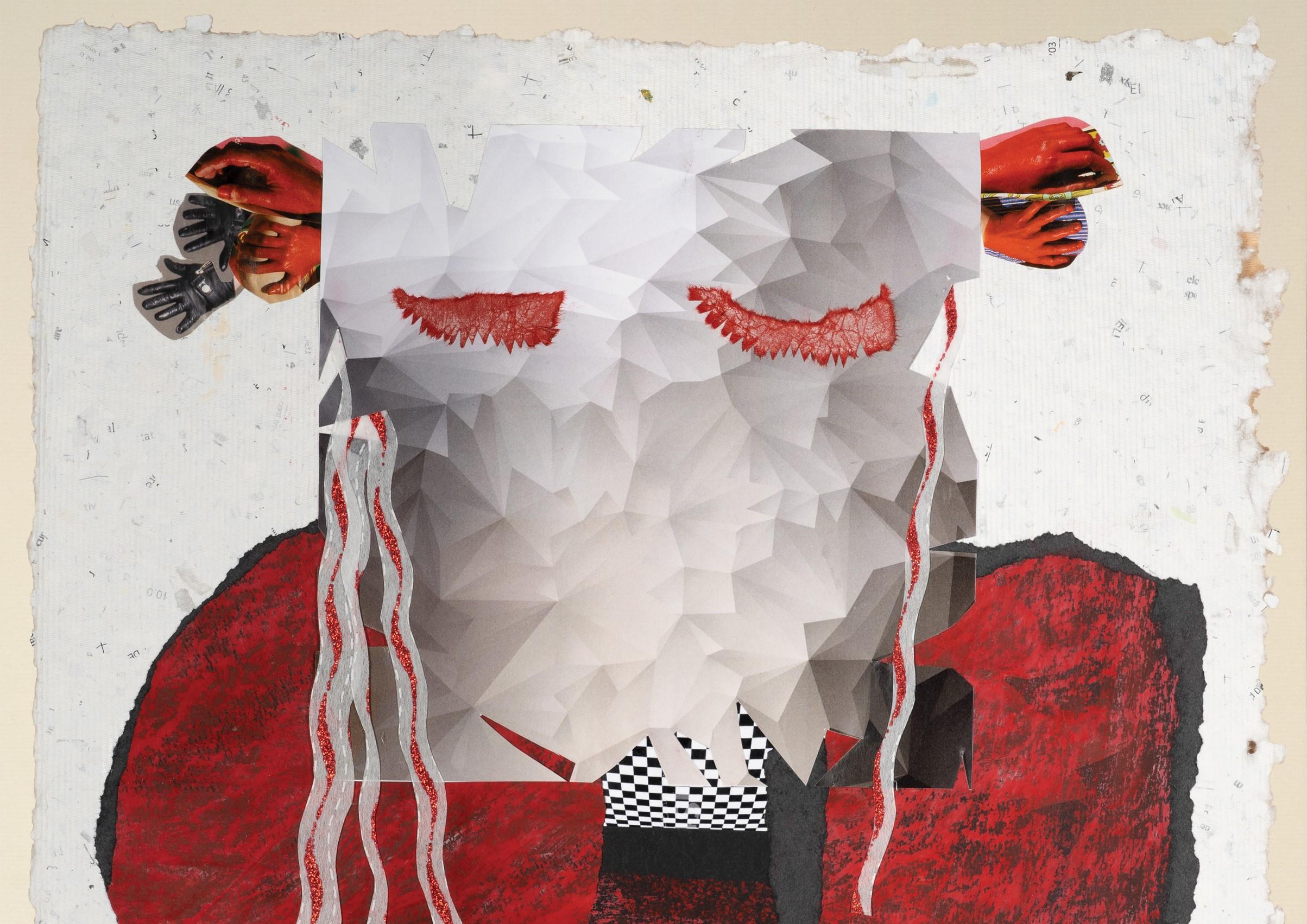 Capricorn – Rot, Collage, Papier, 21. Jahrhundert (Zeitgenössisch), Art, von Raluca Arnăutu