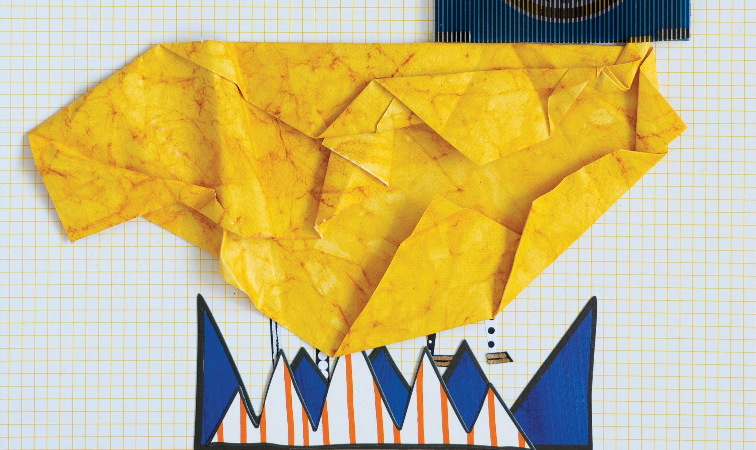 Hoag's Object - Yellow, Blue, Collage, 21st Century - Contemporary Art by Raluca Arnăutu