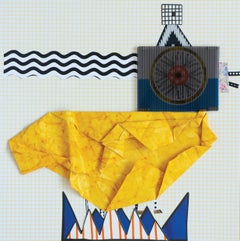 Ands Objects - Jaune, bleu, Collage, 21e siècle
