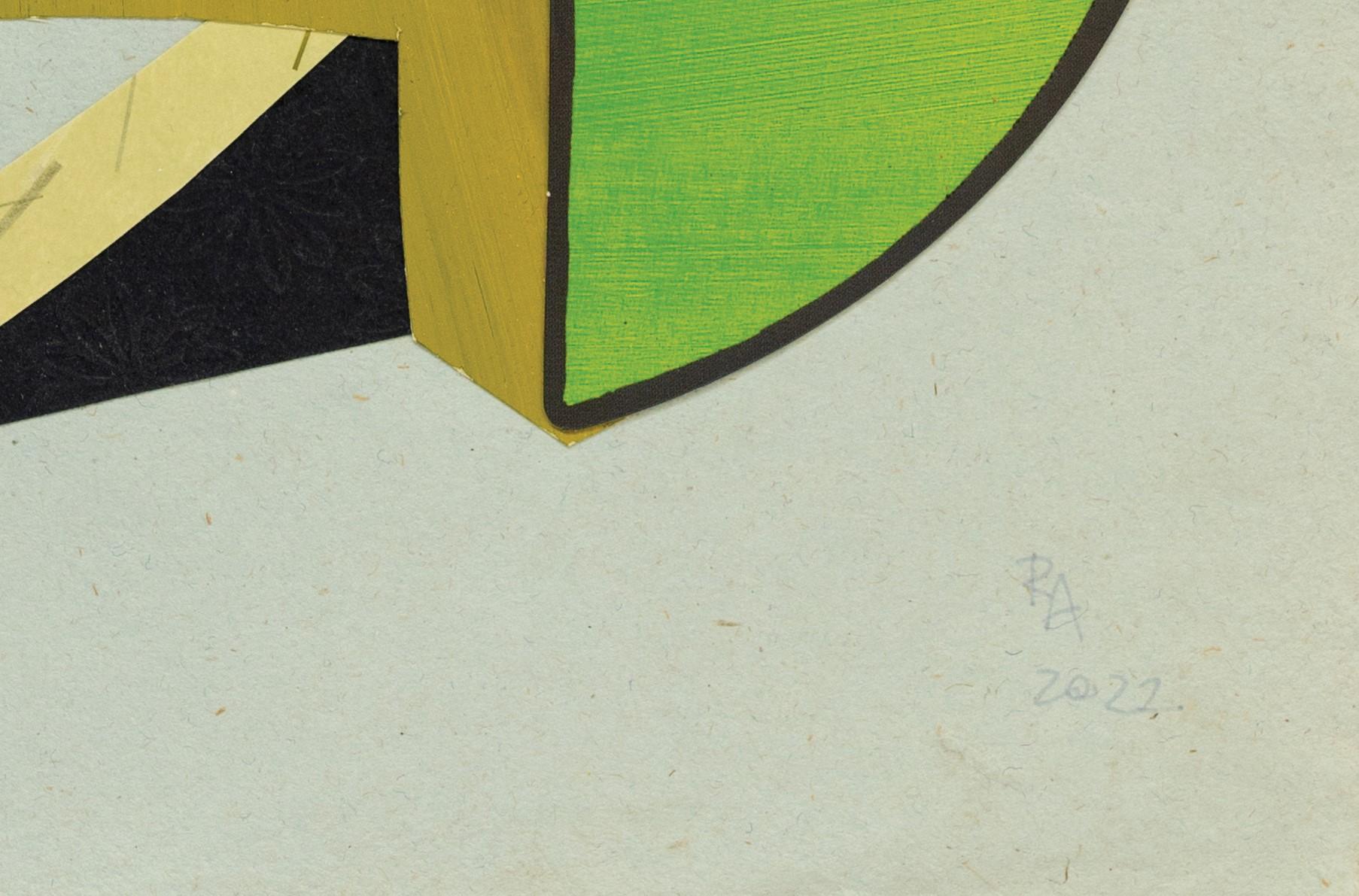 Mayalls Objekt – Grüne, abstrakte Kunst, Collage, 21. Jahrhundert im Angebot 2